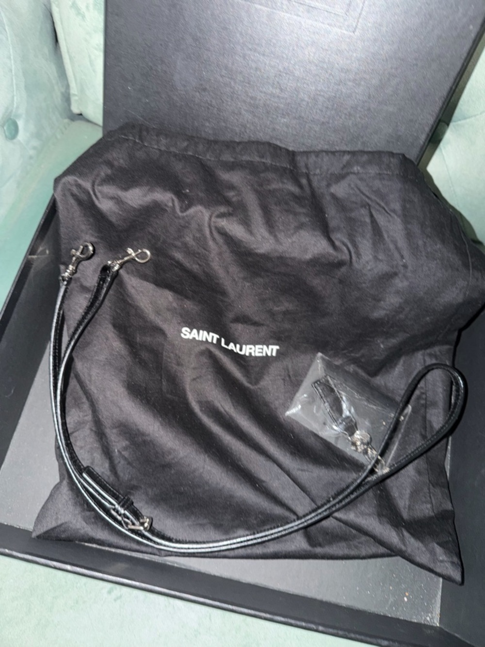 Authentic Saint Laurent Black Croc-Embossed Leather Top Handle Satchel - Picture 6 of 14